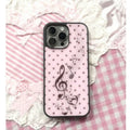 Funda Estilo Coreano Lunares Rosa Y2K con Notas Musicales