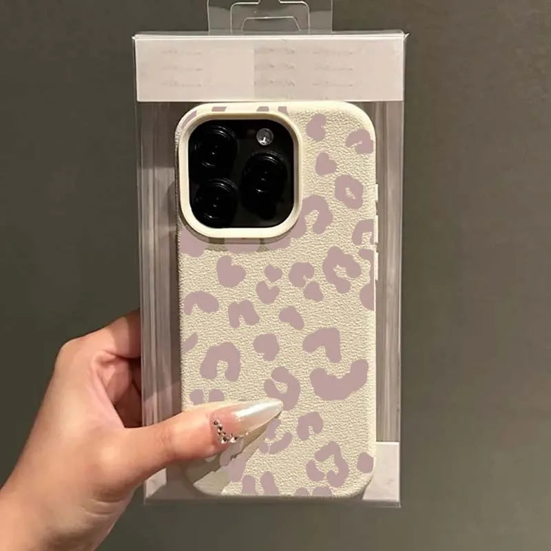 Funda Estampado Leopardo Minimalista con Textura para iPhone 16e 16 15 14 13 12 11 Pro Max Plus XS Max X XR TPU Suave