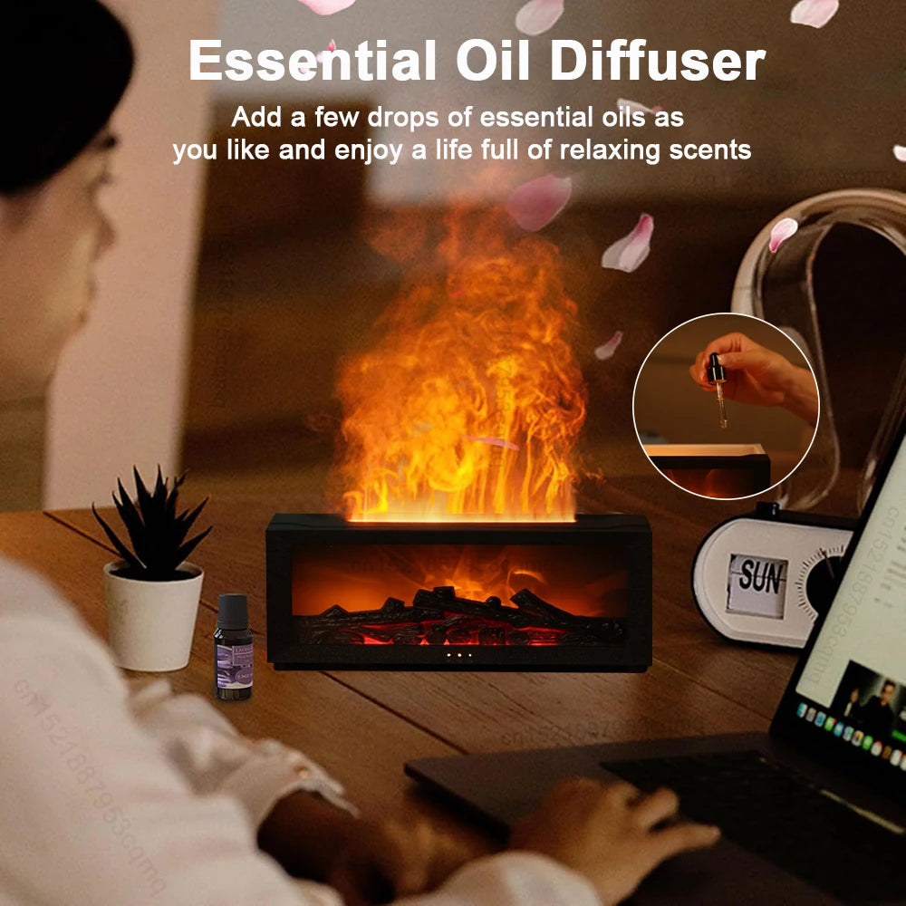 Humidificador Aromaterapia con Llama y Luz LED – Control Remoto