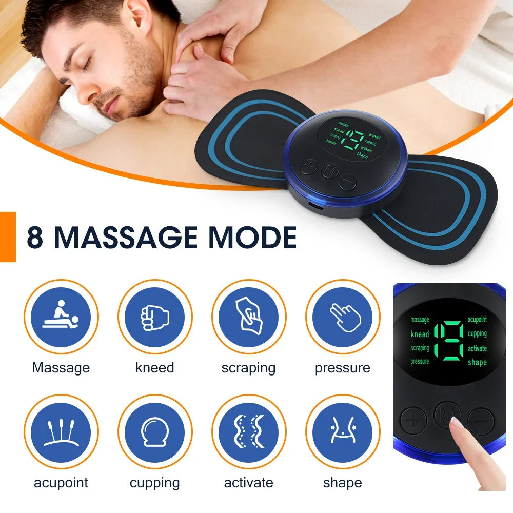 Masajeador EMS de Cuello y Espalda – 8 Modos, Baja Frecuencia, Portátil