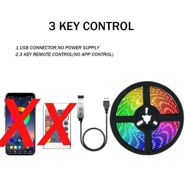 Tira LED RGB 5050 – Control Bluetooth y App, USB, 1M a 30M