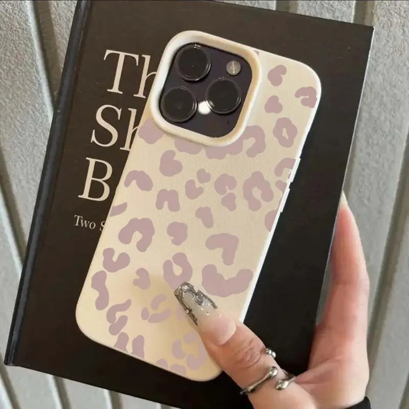 Funda Estampado Leopardo Minimalista con Textura para iPhone 16e 16 15 14 13 12 11 Pro Max Plus XS Max X XR TPU Suave