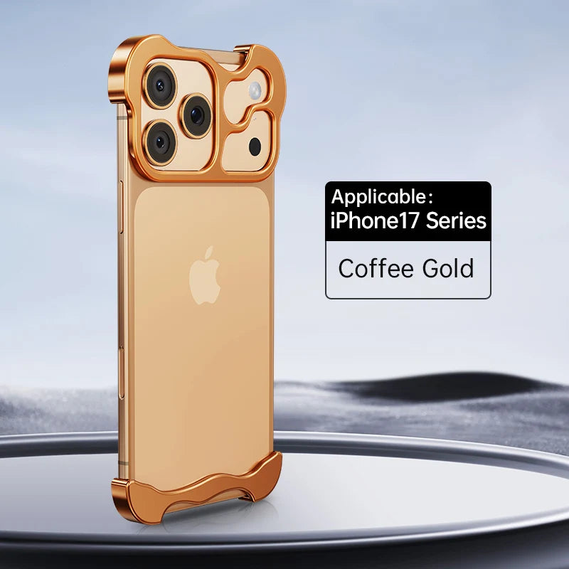 Funda Bumper de Metal para iPhone – Diseño Irregular, Protección de Lente, iPhone 13 al 18 Pro Max