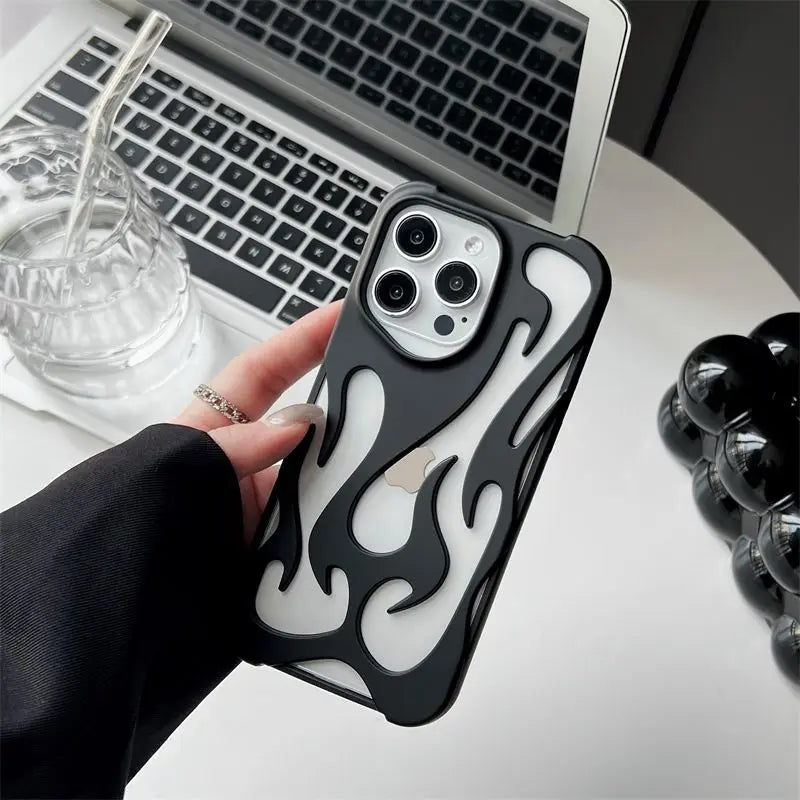 Funda 3D Diseño Llamas para iPhone – Antigolpes, iPhone 11 al 17 Air Pro Max