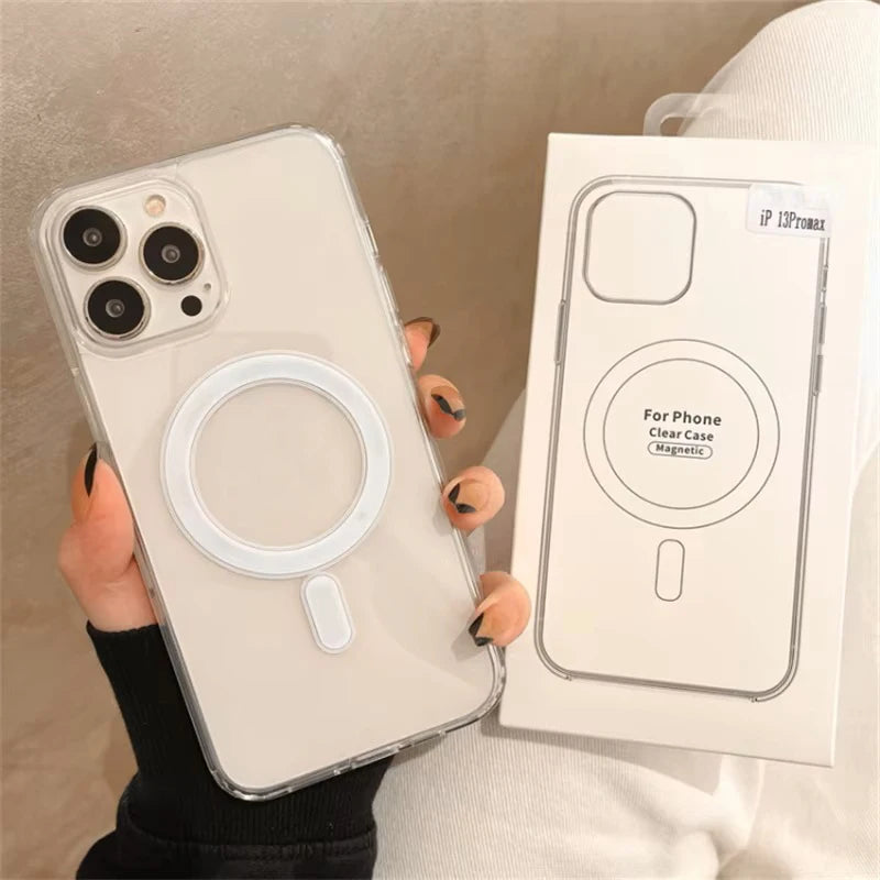 Funda Transparente Compatible con MagSafe y Carga Inalámbrica