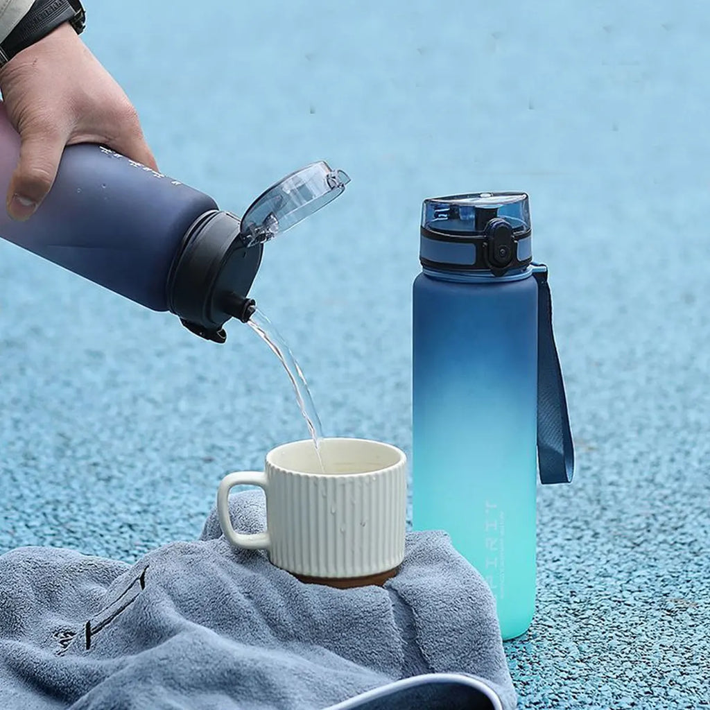 Botella de Agua Degradé – 600ml/750ml/1000ml, Para Gym, Camping y Outdoor