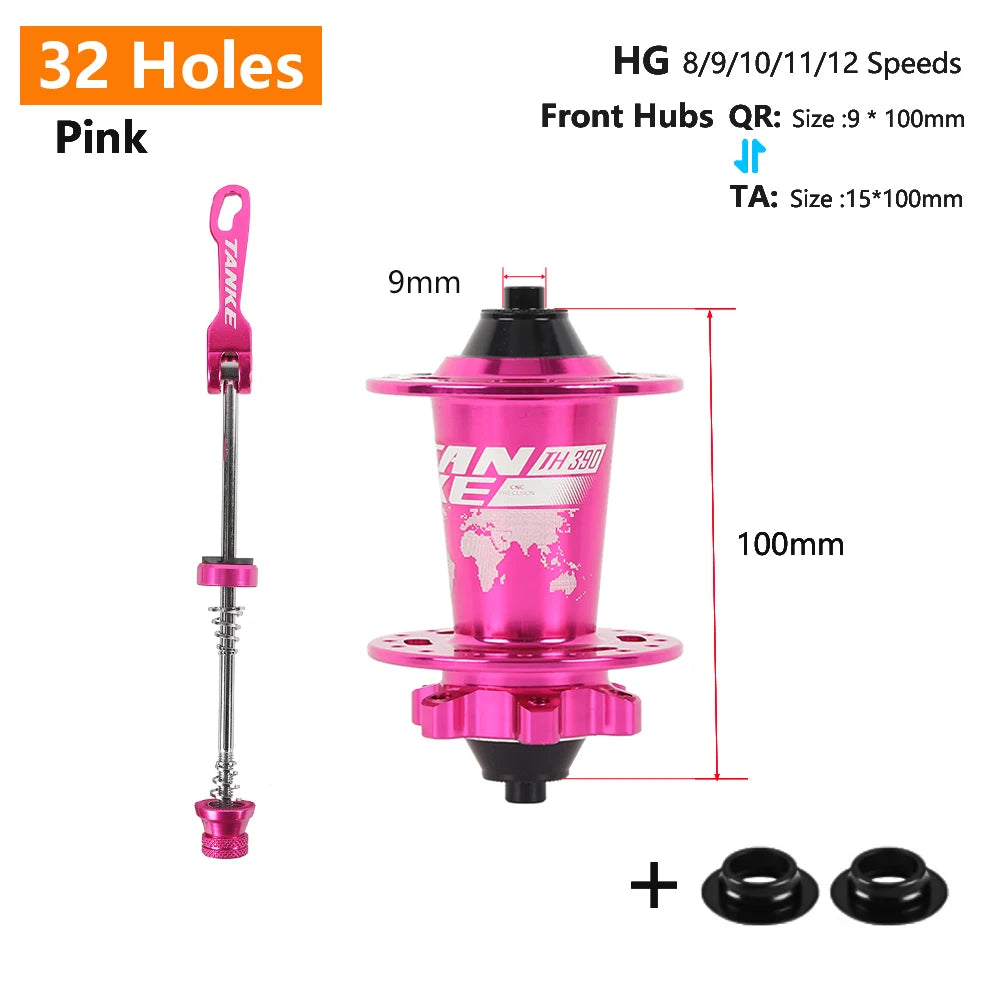Hub MTB TANKE TH-390 – 120 Clicks, Eje Pasante o Liberación Rápida, 28/32/36 Agujeros
