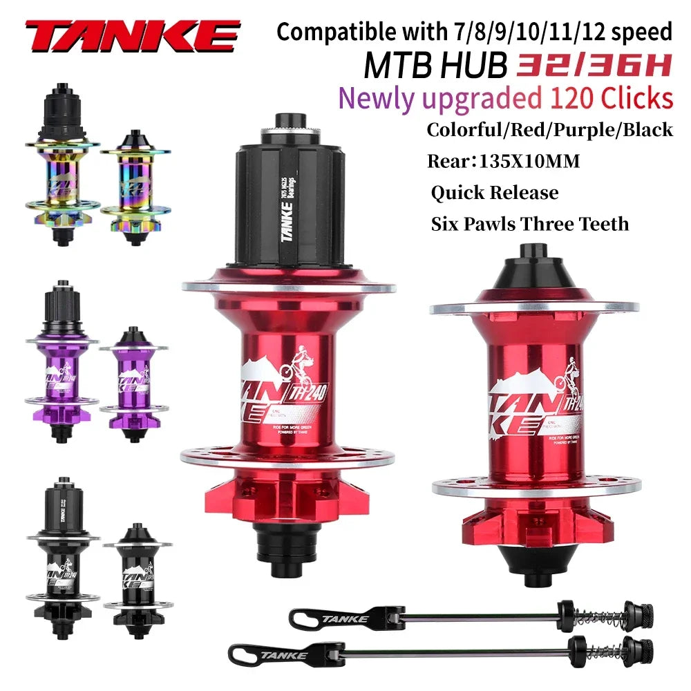 Hub MTB TANKE 120 Clicks – Freno a Disco, 32/36 Agujeros, Liberación Rápida