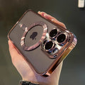 Funda Transparente Magnética de Lujo Compatible con MagSafe para iPhone 11 12 13 14 15 16 17 Pro Max Air Plus Resistente a Golpes