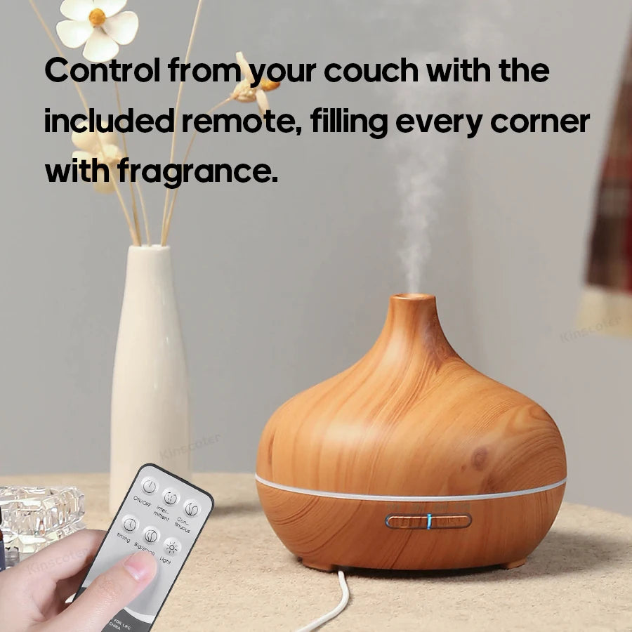 Difusor Aromaterapia USB – Madera, Purificador de Aire y Aceites Esenciales