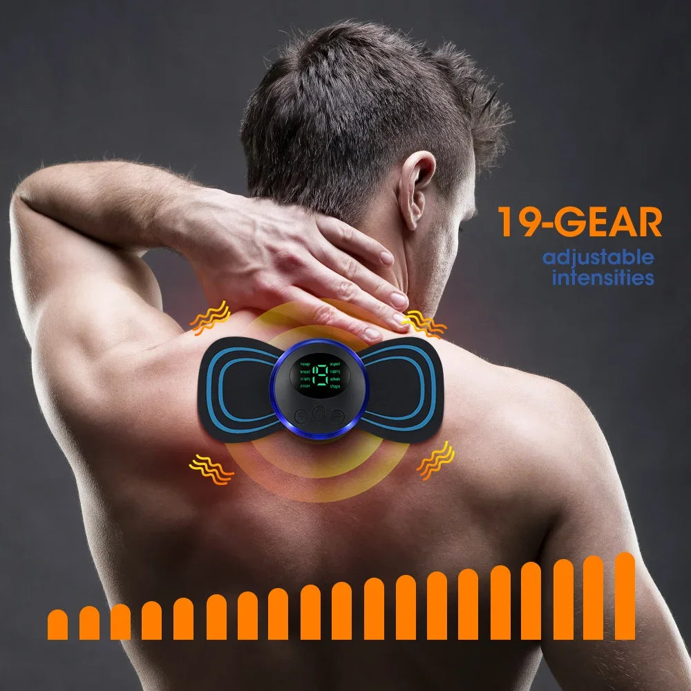 Masajeador EMS de Cuello y Espalda – 8 Modos, Baja Frecuencia, Portátil