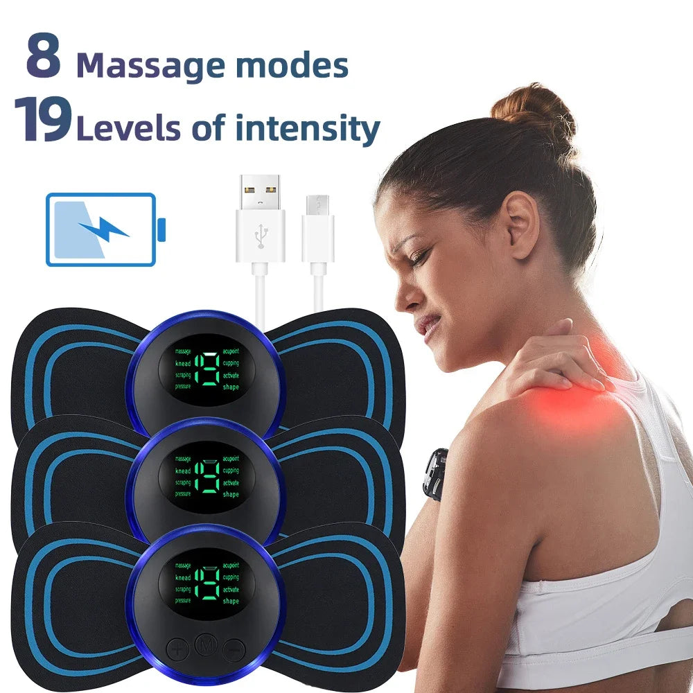 Masajeador EMS de Cuello y Espalda – 8 Modos, Baja Frecuencia, Portátil