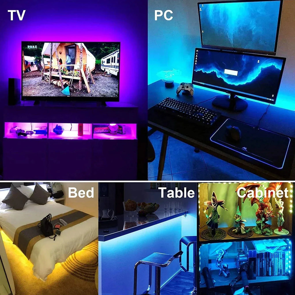 Tira LED RGB 5050 – Control Bluetooth y App, USB, 1M a 30M