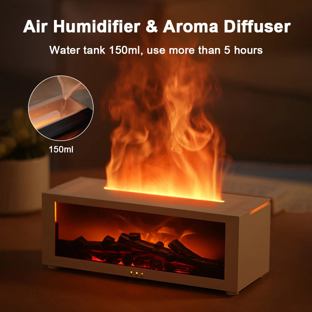 Humidificador Aromaterapia con Llama y Luz LED – Control Remoto