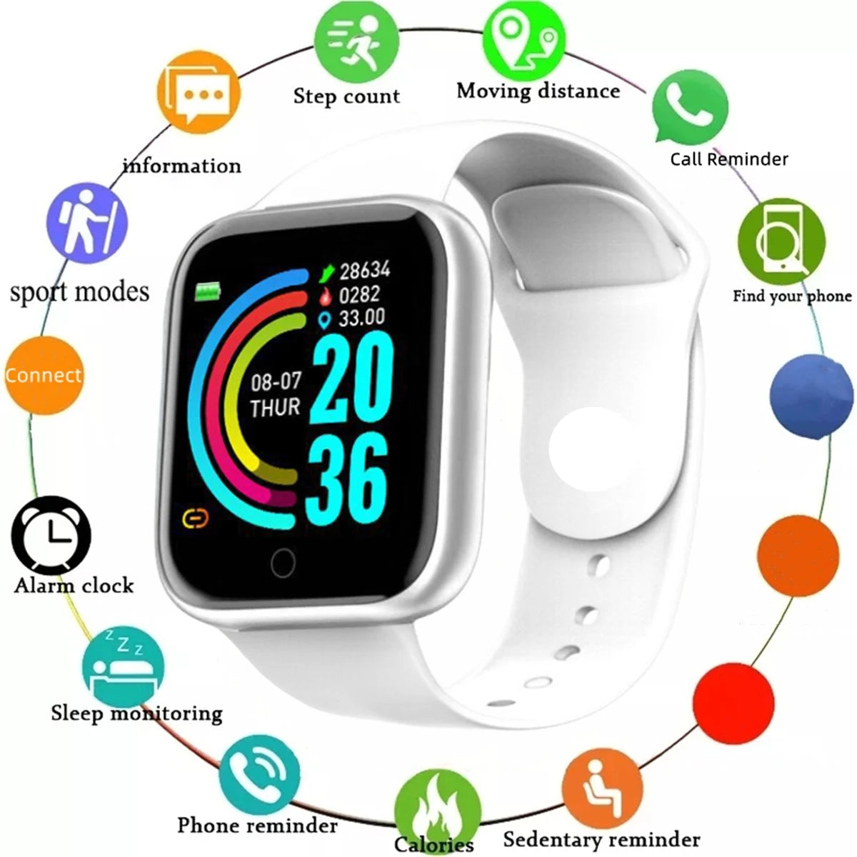 Smartwatch Unisex – Monitor de Salud, Notificaciones y Modos Deportivos