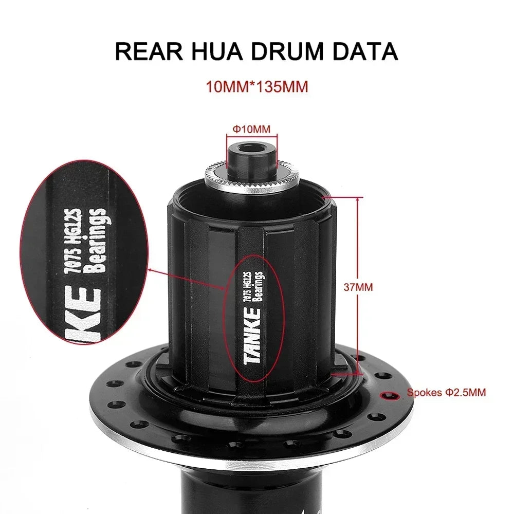 Hub MTB TANKE 120 Clicks – Freno a Disco, 32/36 Agujeros, Liberación Rápida