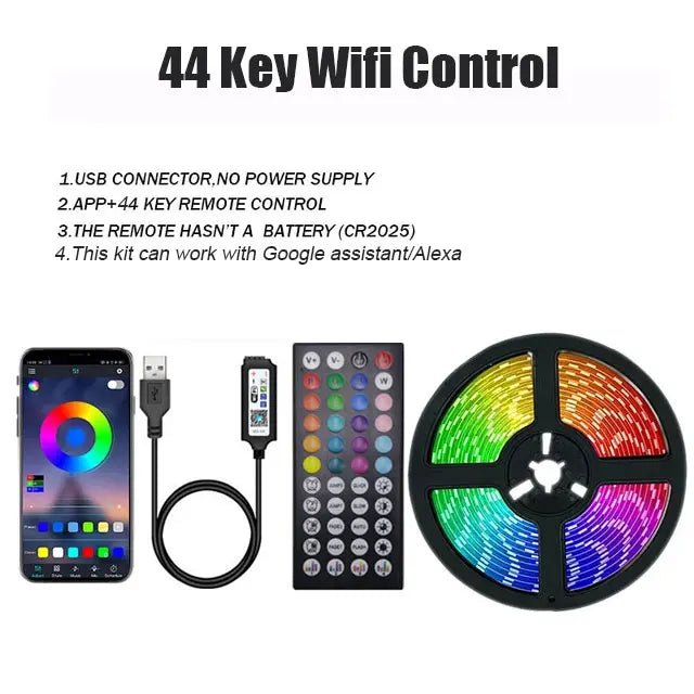 Tira LED RGB 5050 – Control Bluetooth y App, USB, 1M a 30M