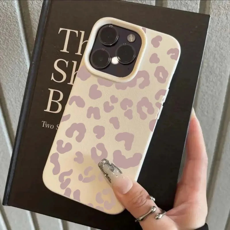 Funda Estampado Leopardo Minimalista con Textura para iPhone 16e 16 15 14 13 12 11 Pro Max Plus XS Max X XR TPU Suave