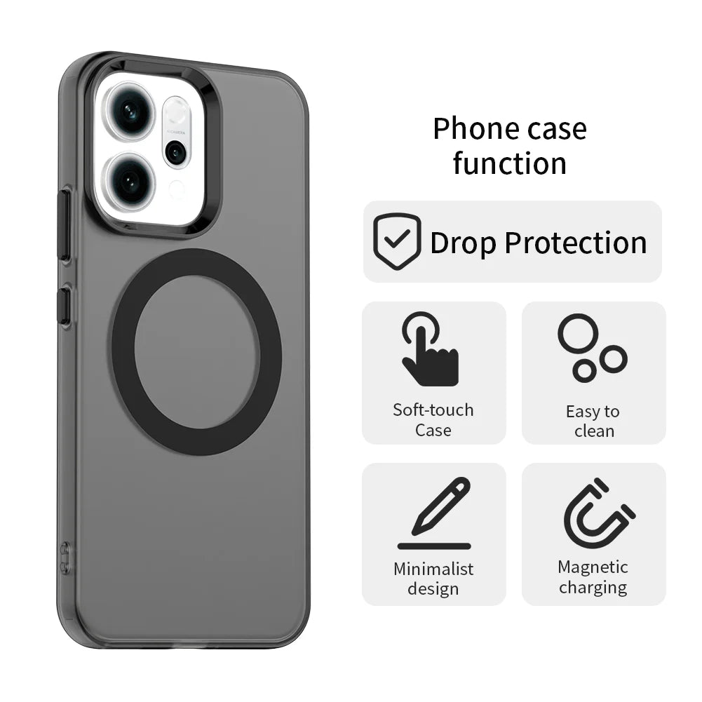 Funda MagSafe para OPPO Reno 14 / 14F / 14 Pro – Transparente con Carga Inalámbrica