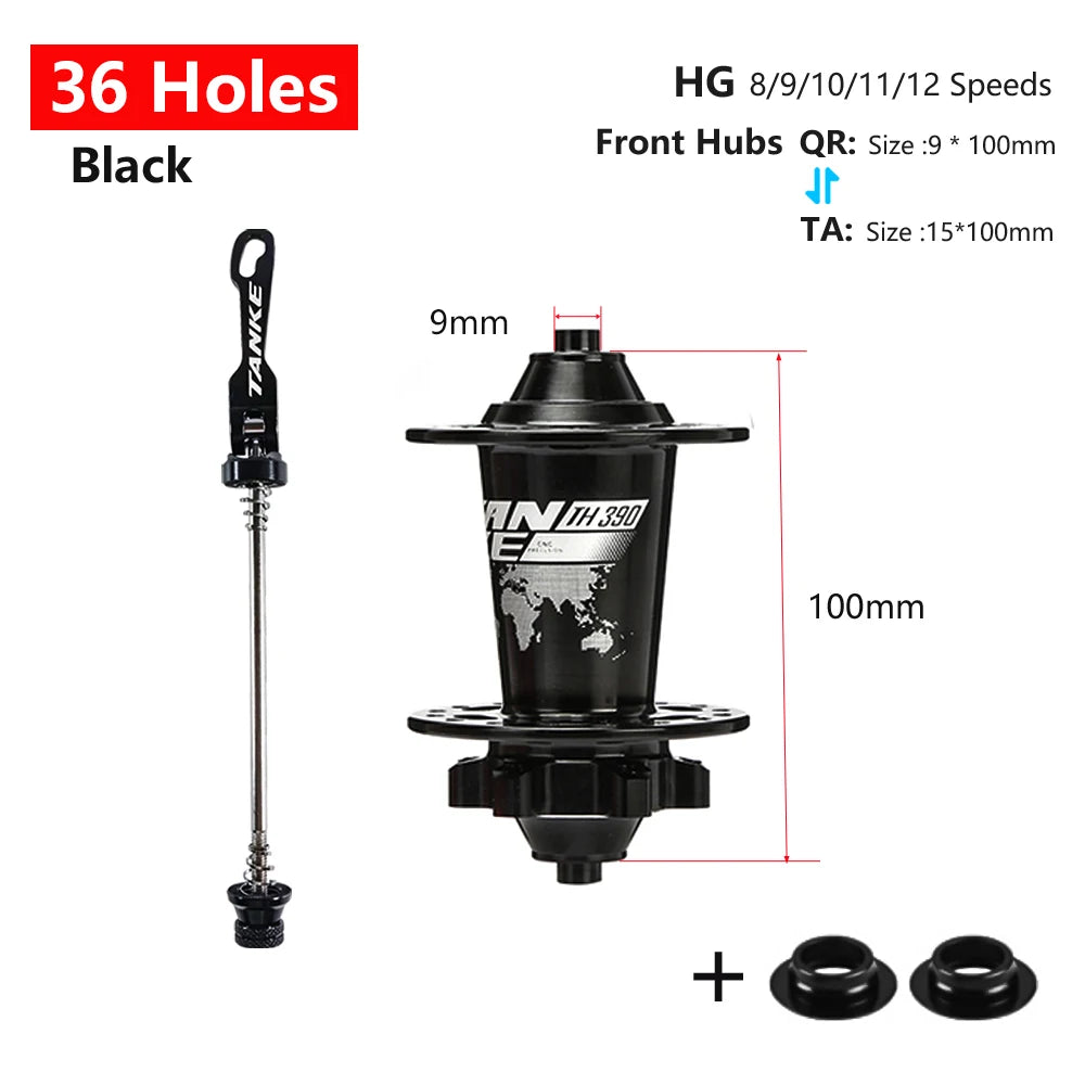 Hub MTB TANKE TH-390 – 120 Clicks, Eje Pasante o Liberación Rápida, 28/32/36 Agujeros