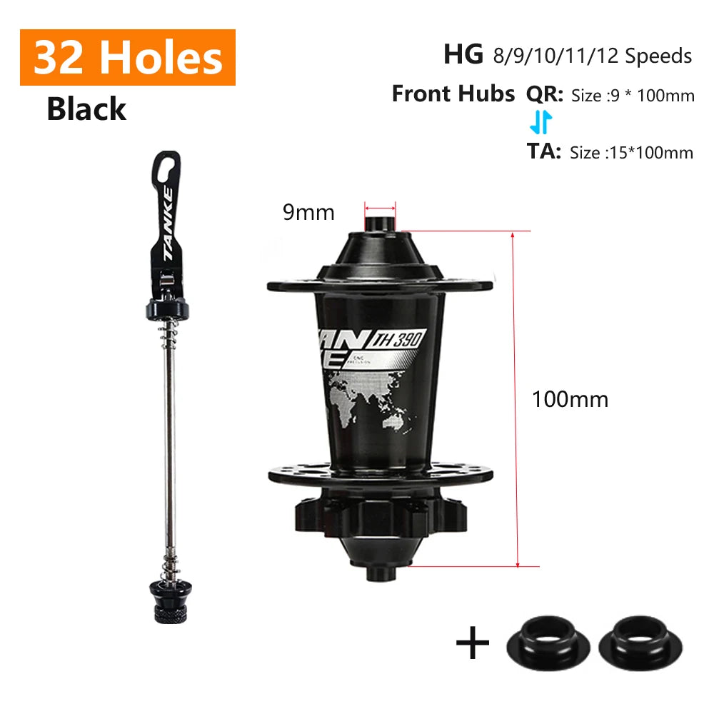 Hub MTB TANKE TH-390 – 120 Clicks, Eje Pasante o Liberación Rápida, 28/32/36 Agujeros