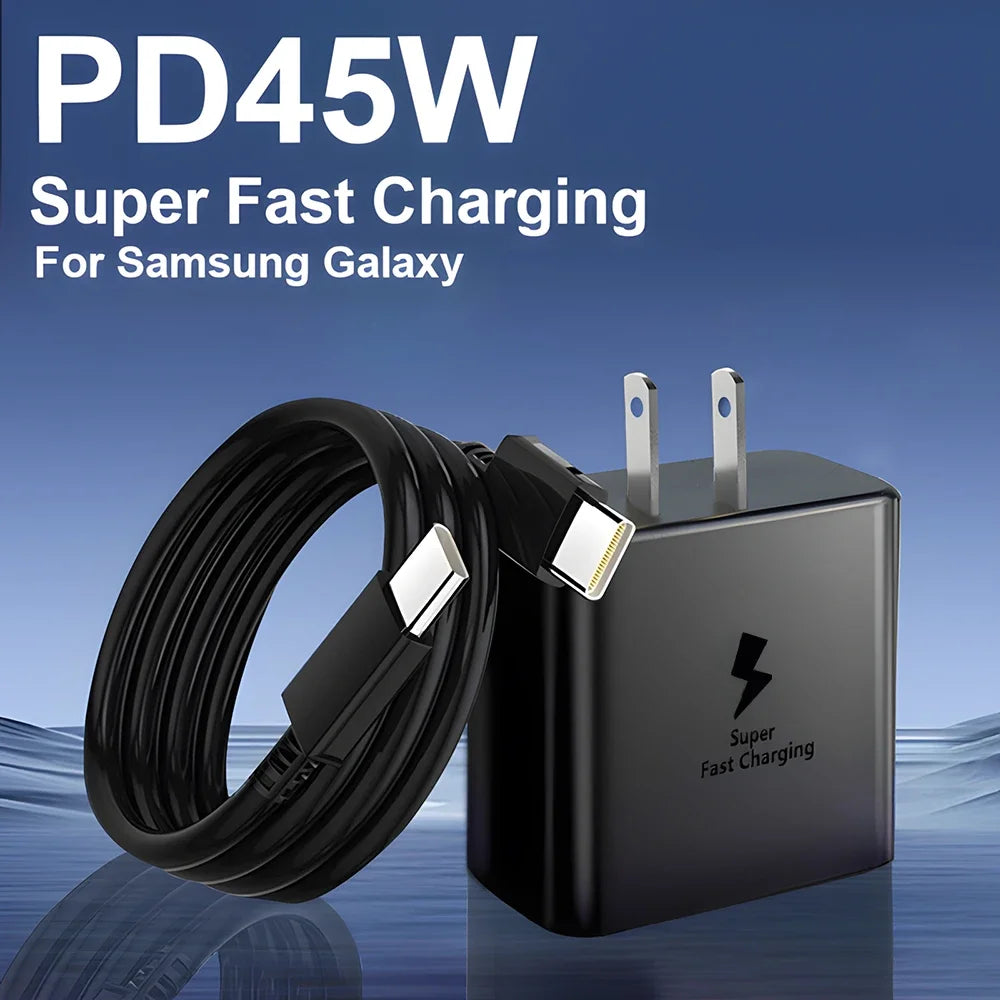 Cargador Samsung 45W + Cable USB-C – Carga Ultra Rápida para Galaxy S21 al S25