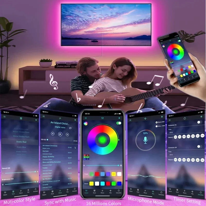 Tira LED RGB 5050 – Control Bluetooth y App, USB, 1M a 30M