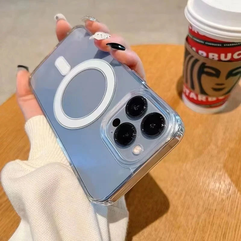 Funda Transparente Compatible con MagSafe y Carga Inalámbrica