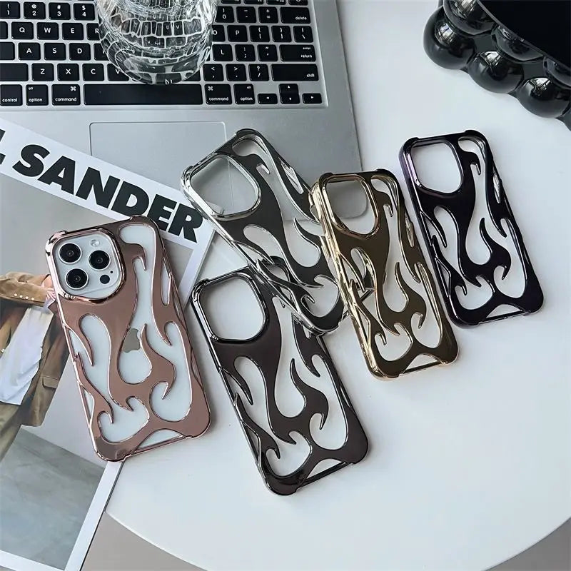 Funda 3D Diseño Llamas para iPhone – Antigolpes, iPhone 11 al 17 Air Pro Max