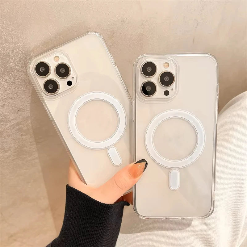 Funda Transparente Compatible con MagSafe y Carga Inalámbrica