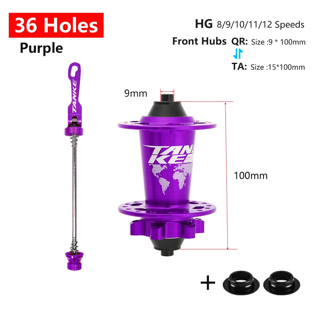 Hub MTB TANKE TH-390 – 120 Clicks, Eje Pasante o Liberación Rápida, 28/32/36 Agujeros