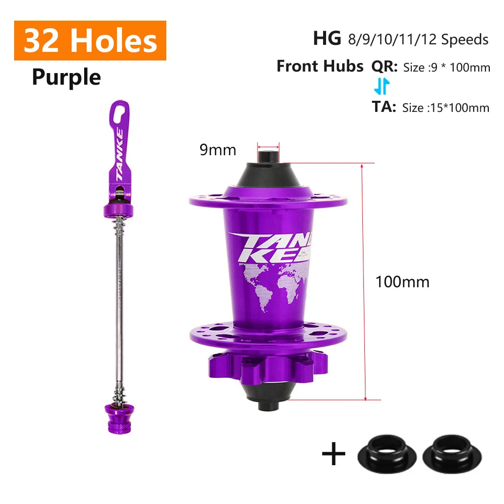 Hub MTB TANKE TH-390 – 120 Clicks, Eje Pasante o Liberación Rápida, 28/32/36 Agujeros