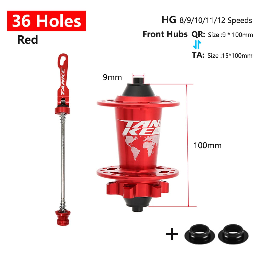 Hub MTB TANKE TH-390 – 120 Clicks, Eje Pasante o Liberación Rápida, 28/32/36 Agujeros