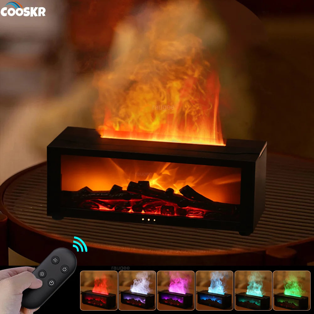 Humidificador Aromaterapia con Llama y Luz LED – Control Remoto