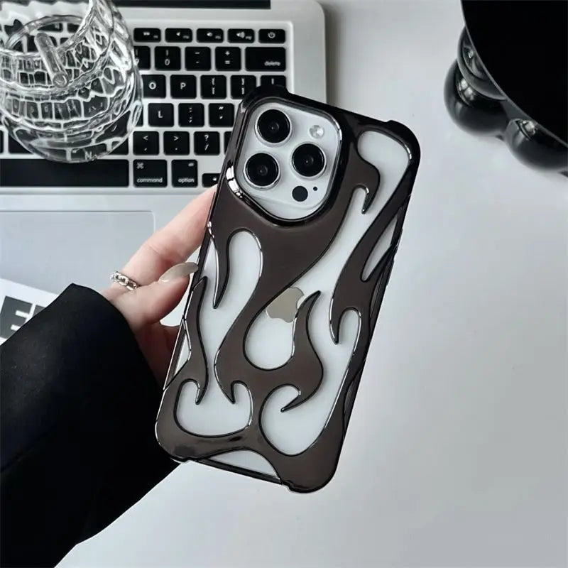 Funda 3D Diseño Llamas para iPhone – Antigolpes, iPhone 11 al 17 Air Pro Max