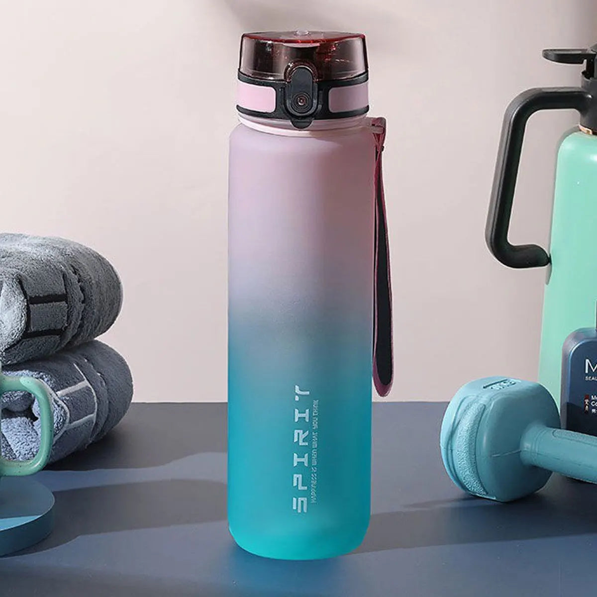 Botella de Agua Degradé – 600ml/750ml/1000ml, Para Gym, Camping y Outdoor