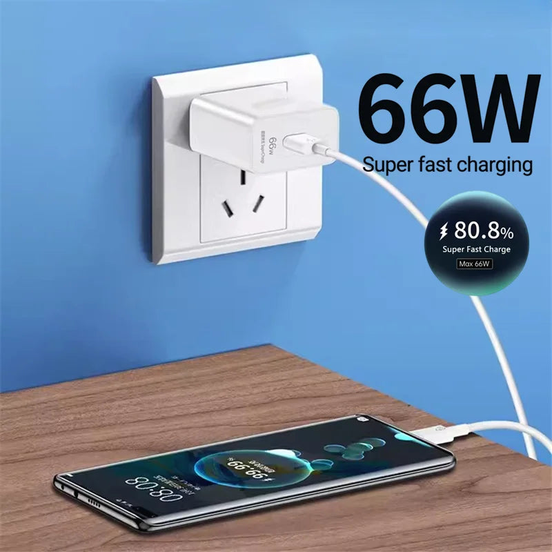 Cable Cargador Rápido 66W para Huawei – Tipo C, Compatible con Mate, P y Nova