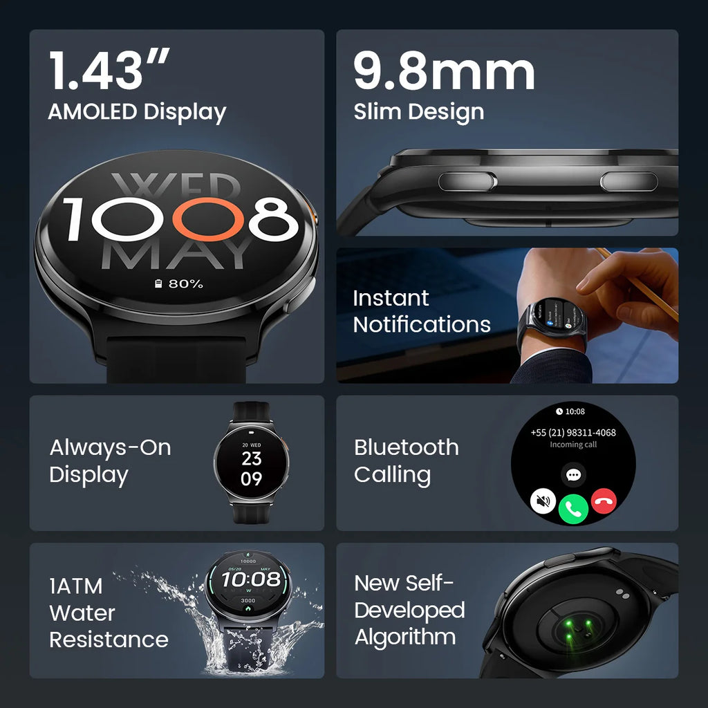Smartwatch HAYLOU Solar Lite 2 – Pantalla AMOLED, 150+ Deportes y Llamadas