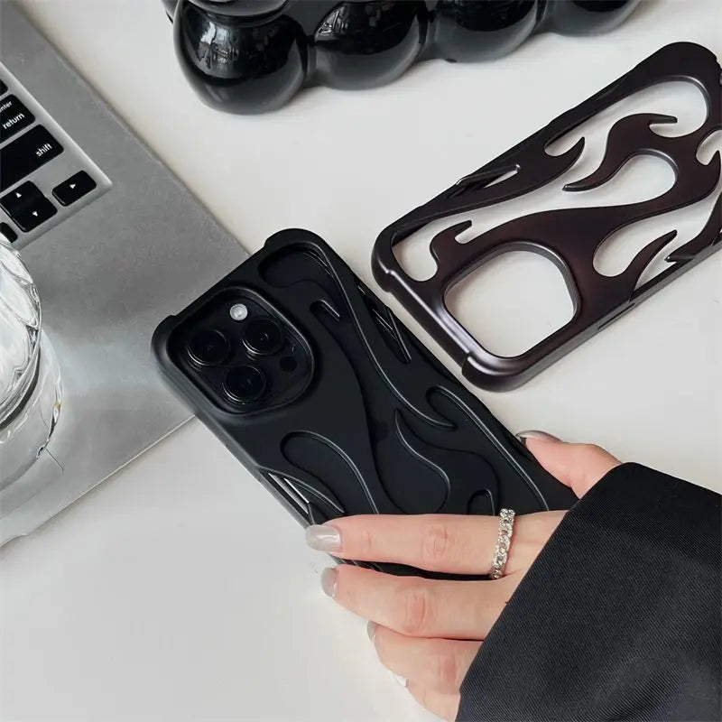 Funda 3D Diseño Llamas para iPhone – Antigolpes, iPhone 11 al 17 Air Pro Max