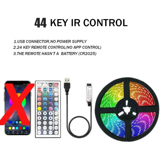 Tira LED RGB 5050 – Control Bluetooth y App, USB, 1M a 30M