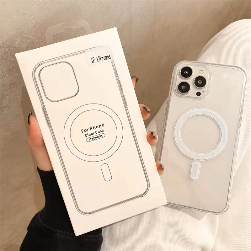 Funda Transparente Compatible con MagSafe y Carga Inalámbrica